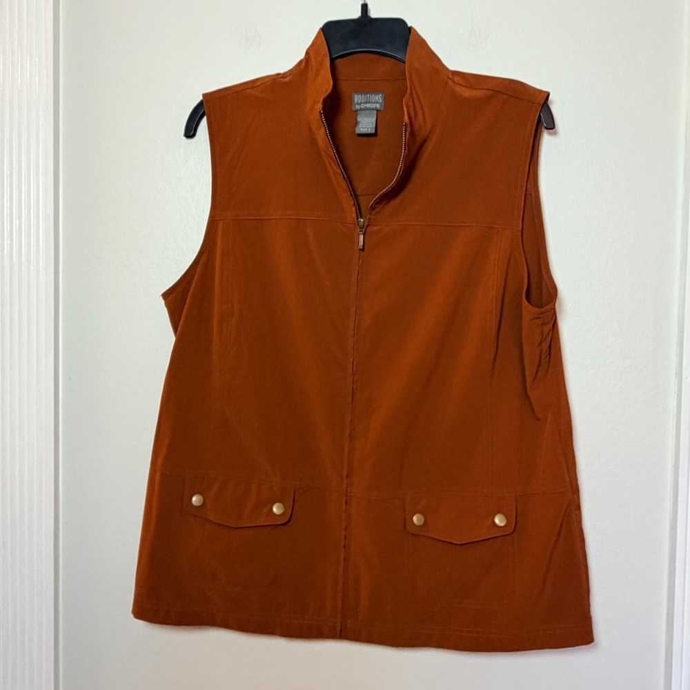 Chico's Rust Orange Zip-Front Sleeveless Vest - Size Large